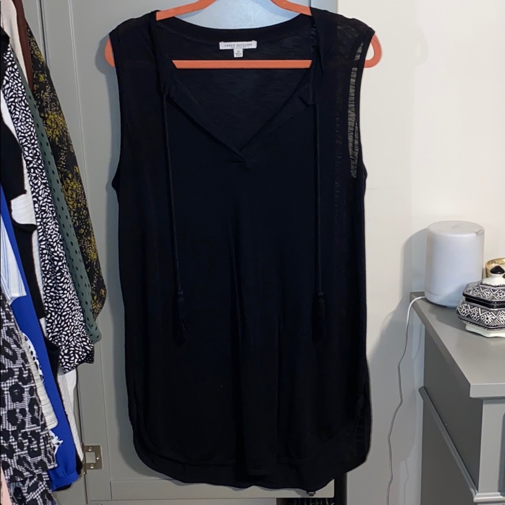 Green Envelope Black Tank in XL